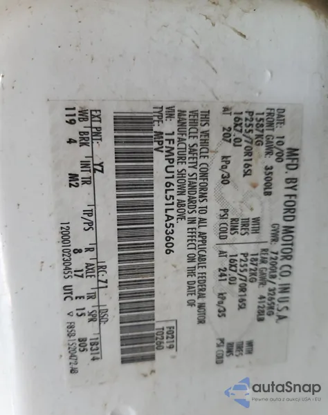 2001 Ford Expedition Xlt из США, поврежденный, VIN 1FMPU16L51LA53606